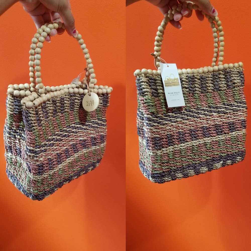 Nine West Multi Straw Spring Break Tote Handbag